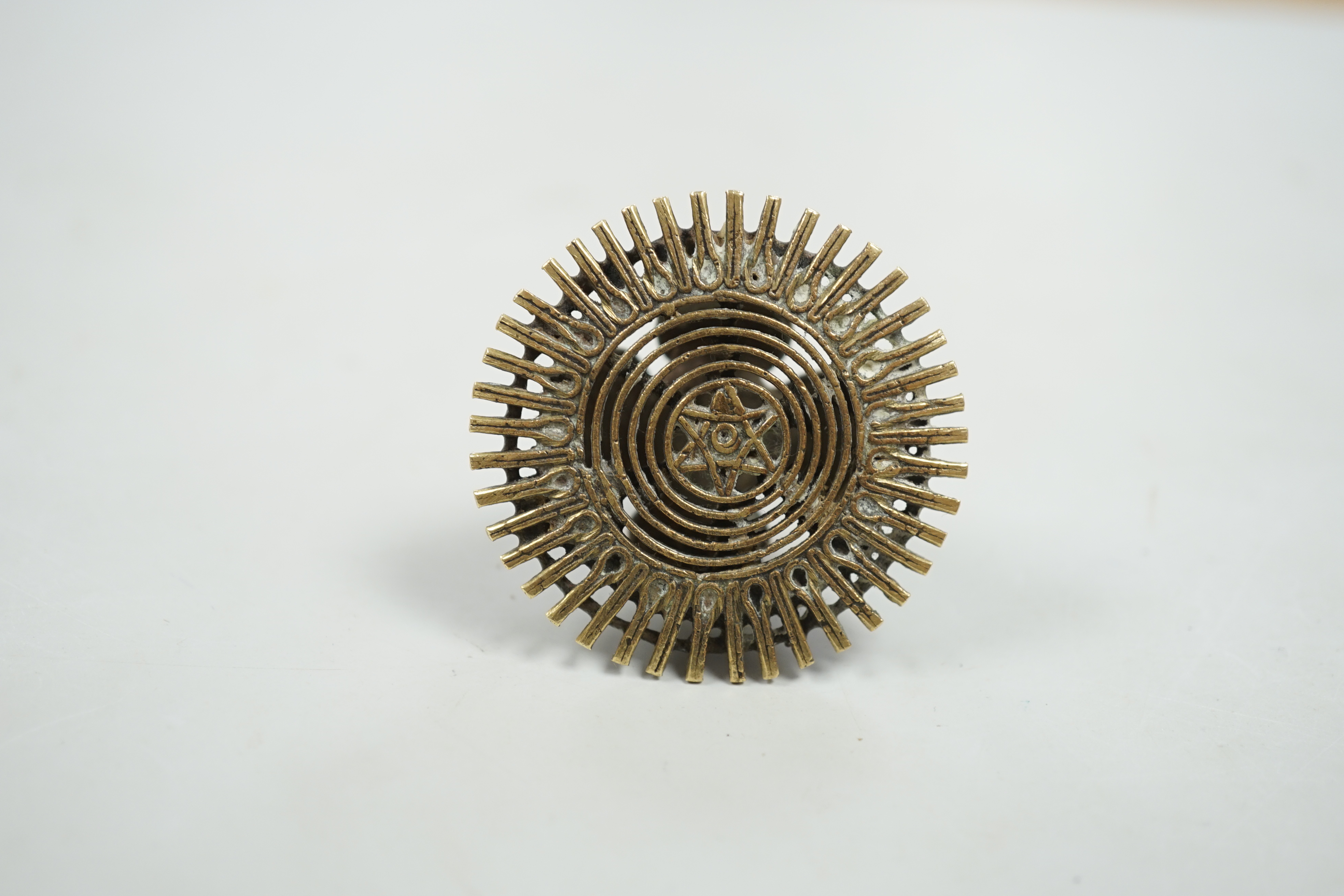 Judaica - a Middle Eastern brass seal, 4.5cm